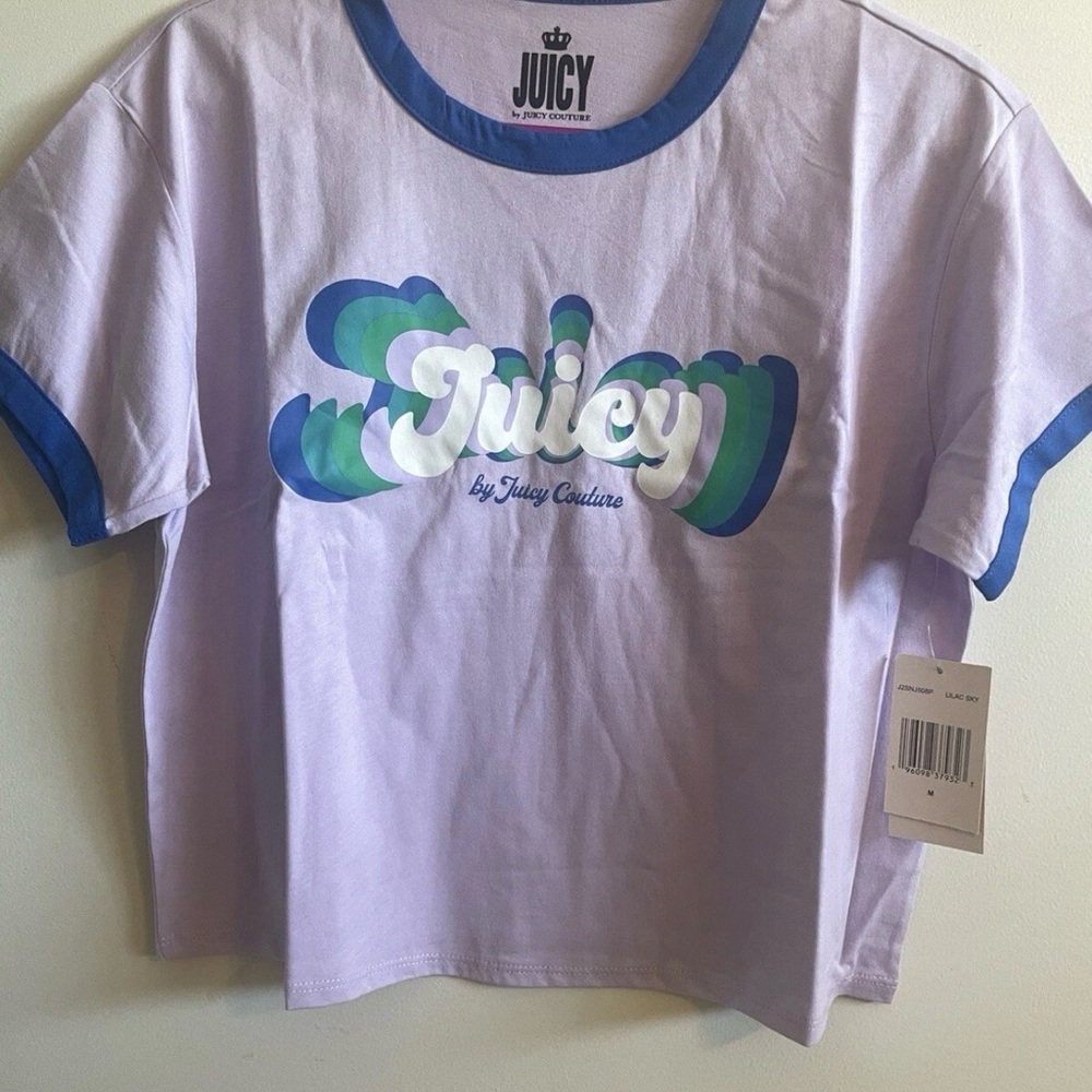 Juicy Couture Woman’s Lavender and Blue Crop Top Tee BRAND NEW WITH TAGS